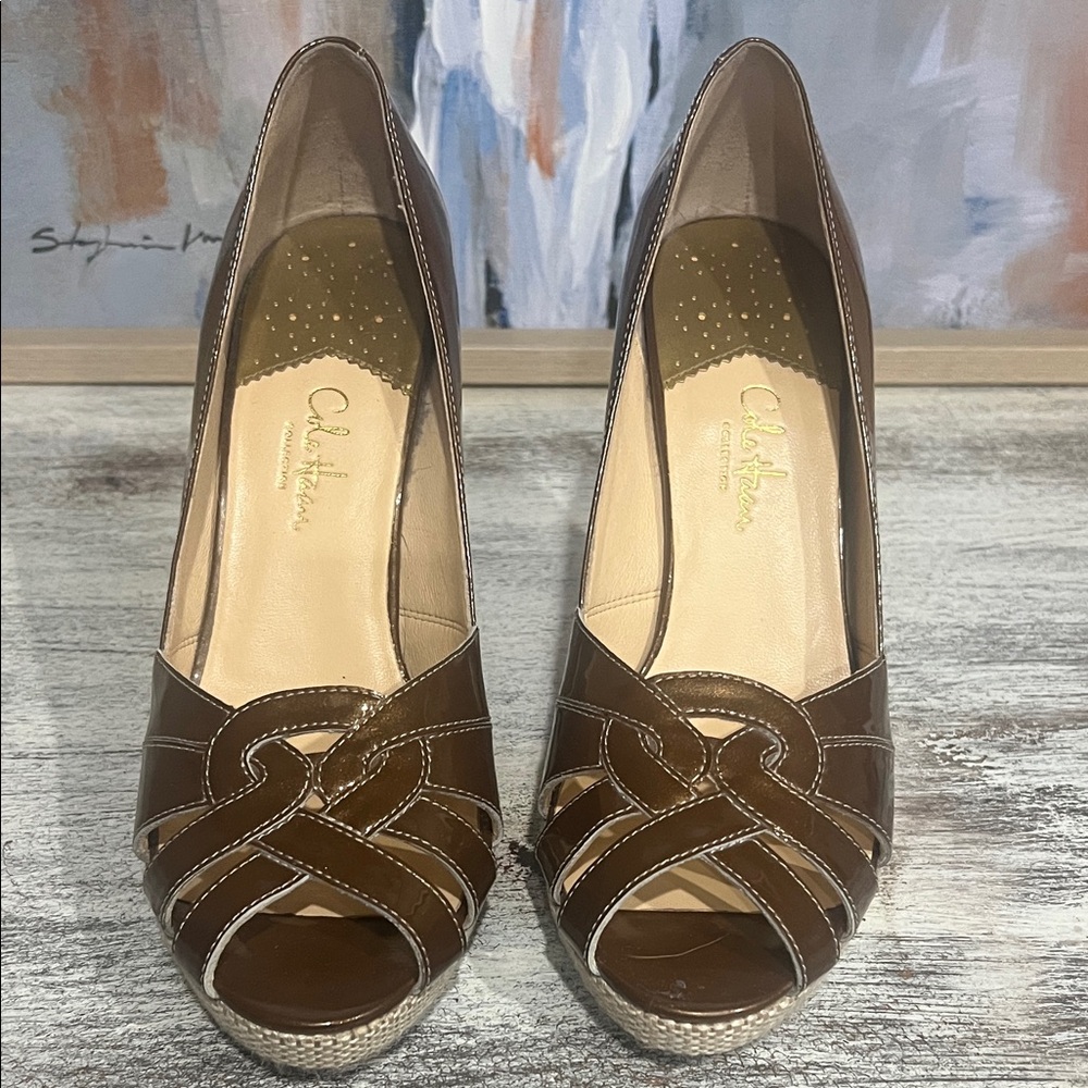 Cole Haan Brown Peep-Toe Heels